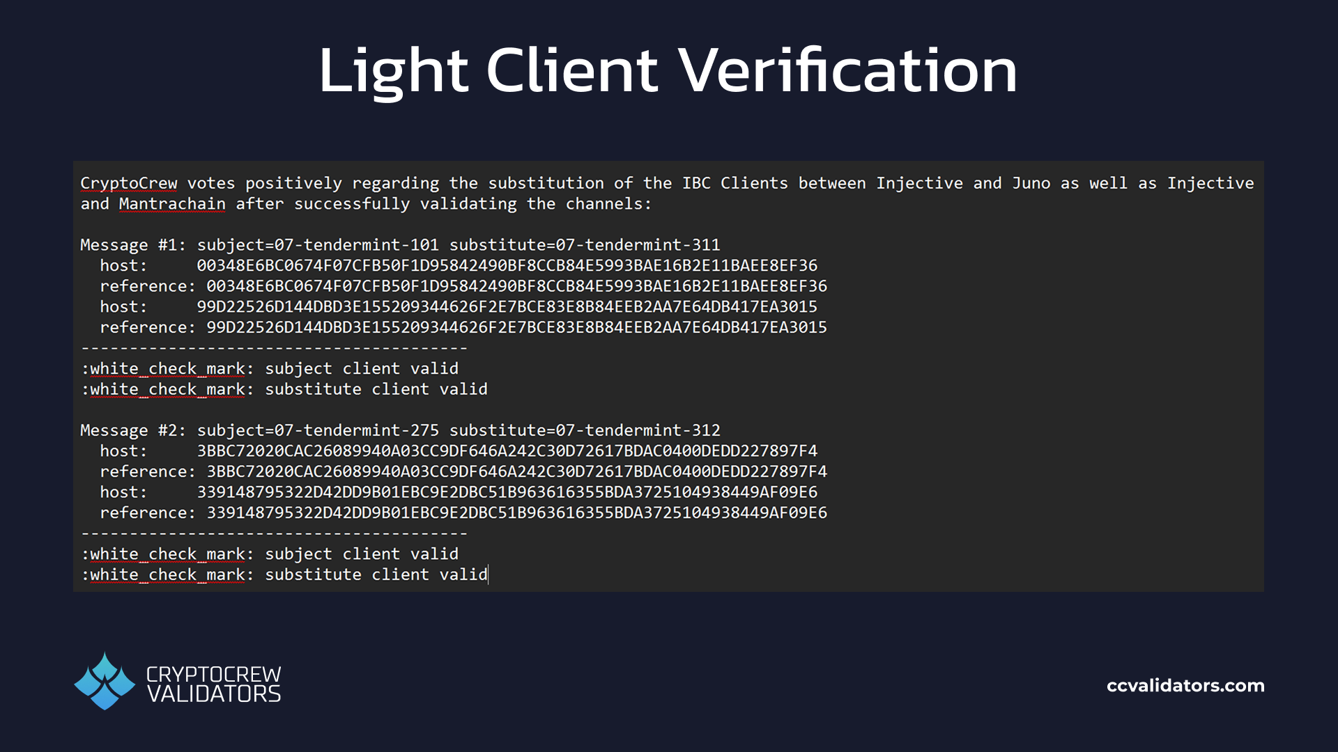 CryptoCrew light client verification