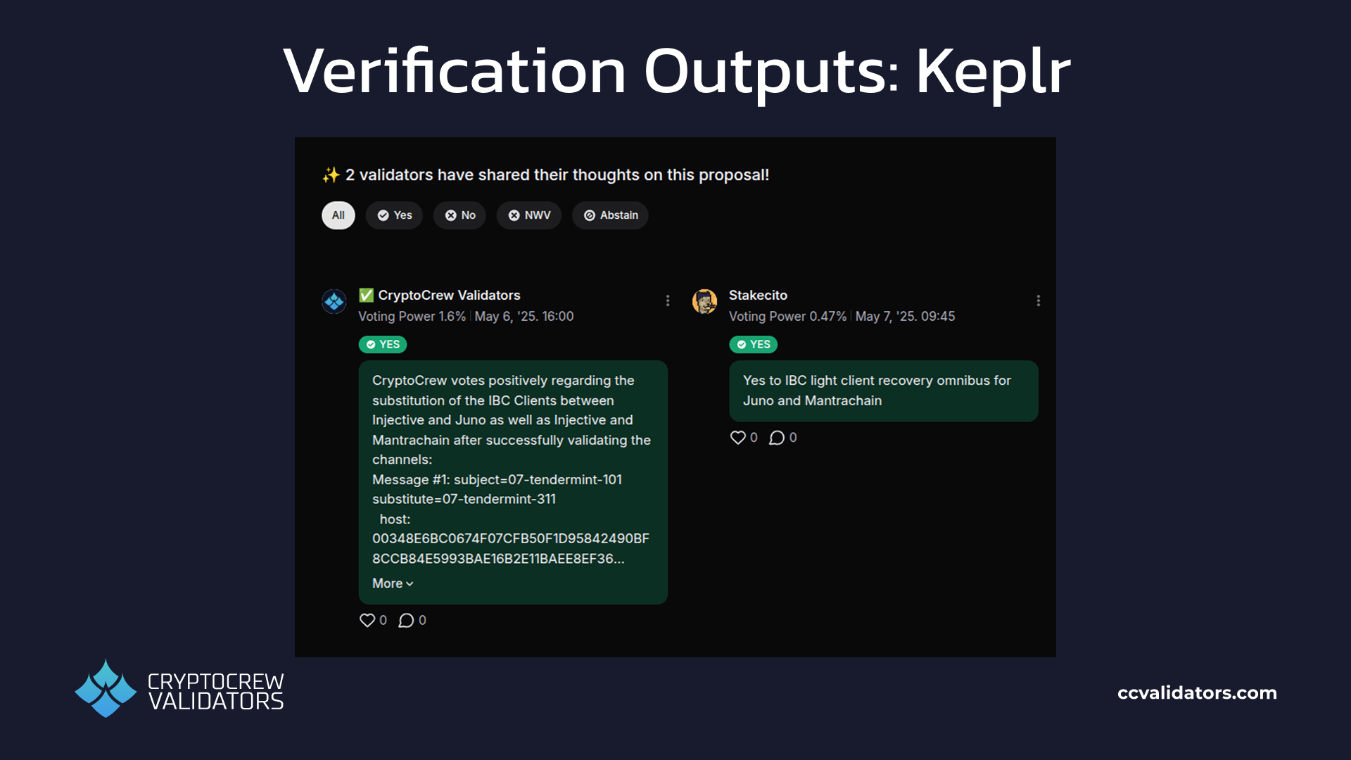 Verification publishing on Keplr